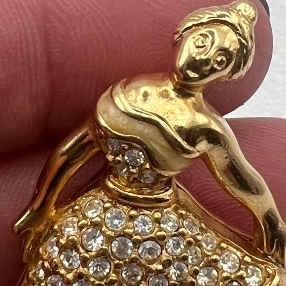 Swarovski Moveable Crystal enamel Ballerina Brooch Pin Vintage - Picture 7 of 8